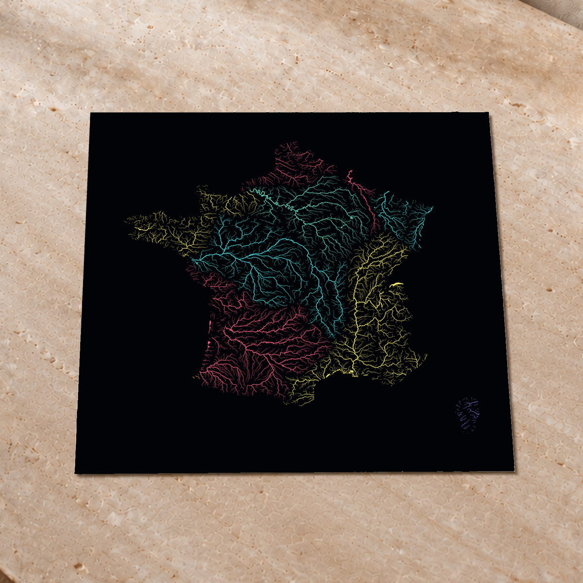 Beautiful Rivers — França — Neon por território, Impressão fine art · 76 × 76 cm, Sem margem