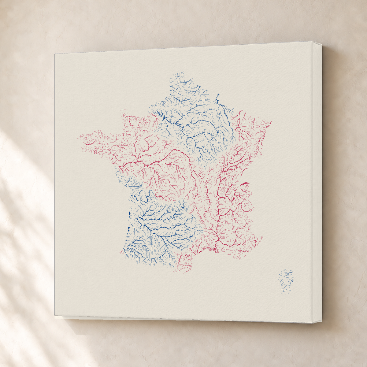 Beautiful Rivers — França — Risografia, Canvas · 30 × 30 cm, Sem margem