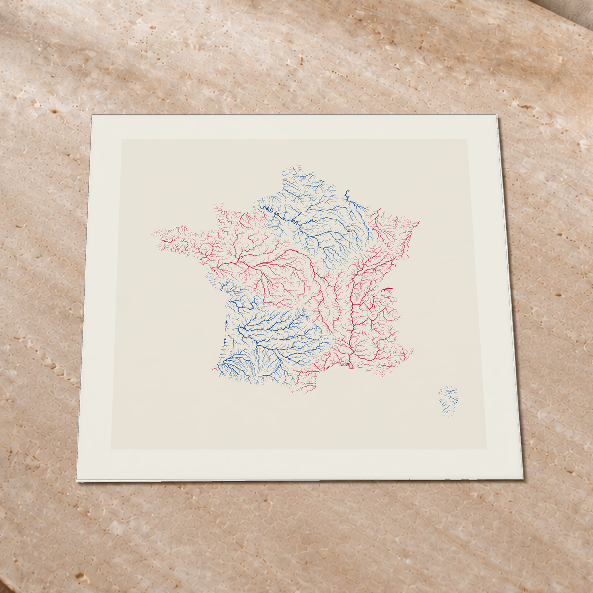 Beautiful Rivers — França — Risografia, Impressão fine art · 76 × 76 cm, Margem branca