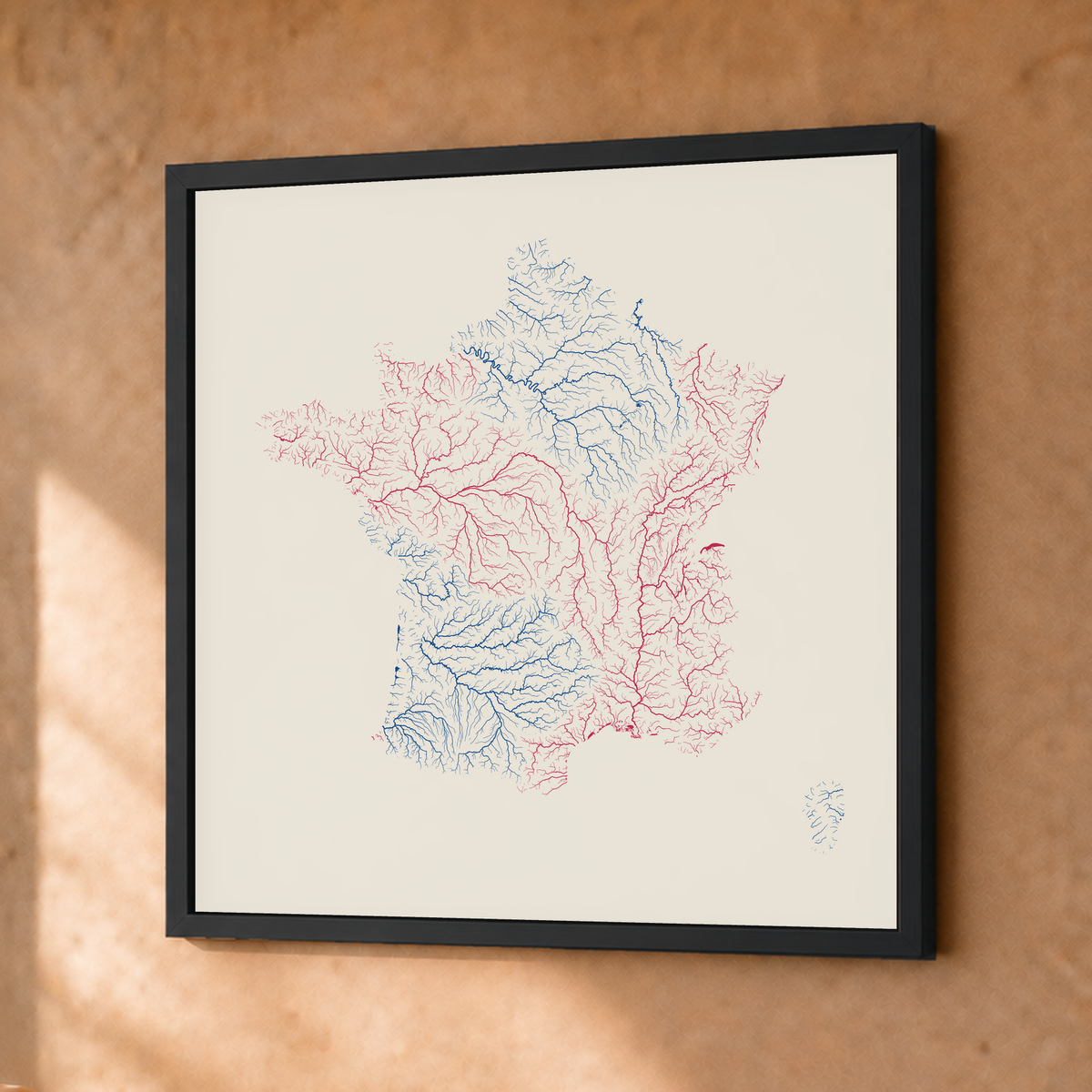 Beautiful Rivers — França — Risografia, Fine art emoldurado · 30 × 30 cm, Preto · Sem margem