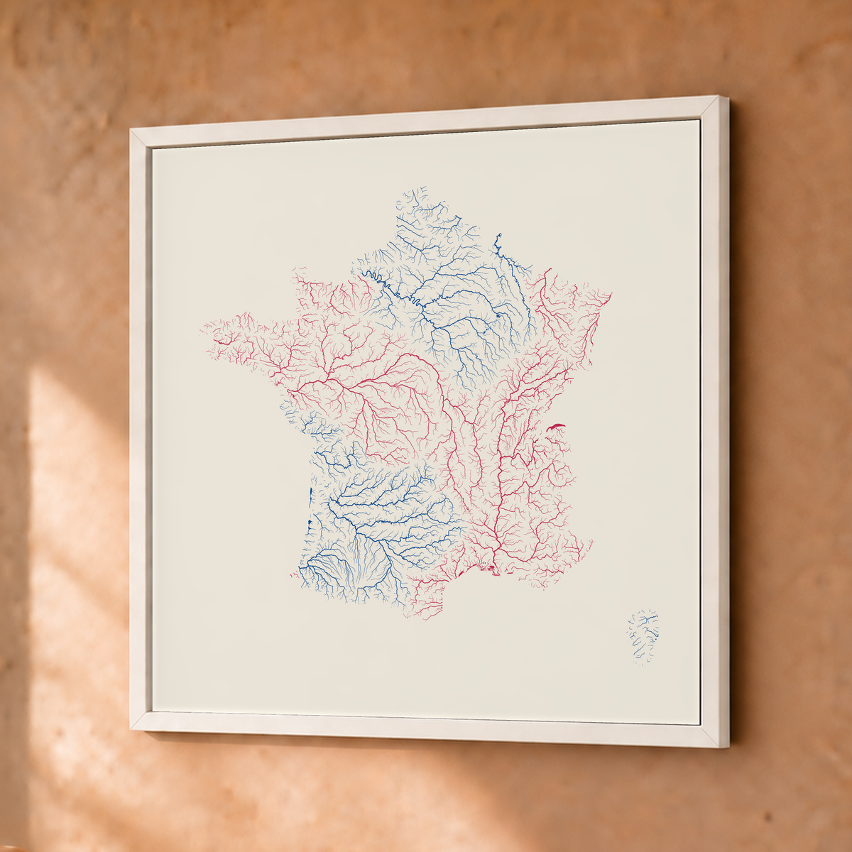 Beautiful Rivers — França — Risografia, Fine art emoldurado · 30 × 30 cm, Branco · Sem margem