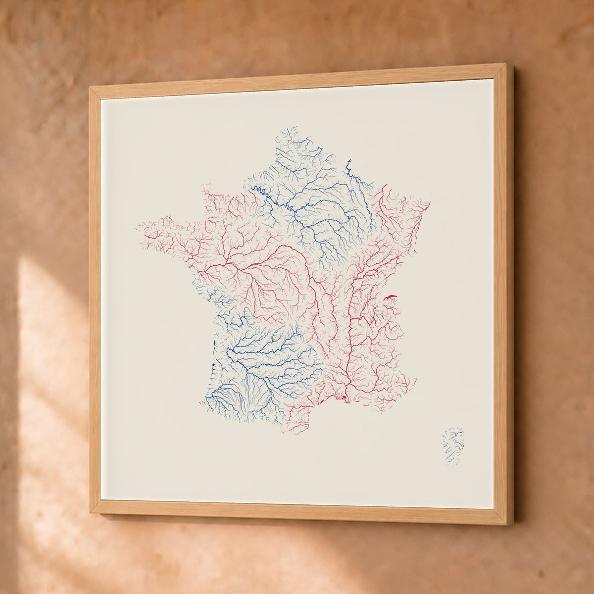 Beautiful Rivers — França — Risografia, Fine art emoldurado · 50 × 50 cm, Natural · Sem margem
