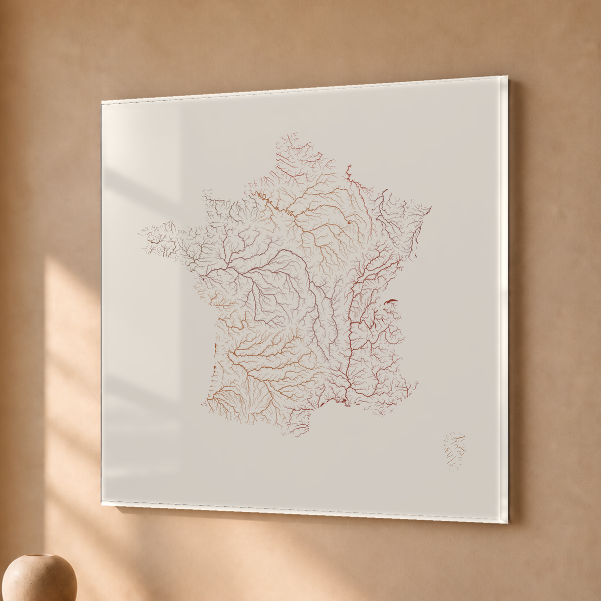 Beautiful Rivers — França — Terracota e areia, Acrílico · 50 × 50 cm, Sem margem