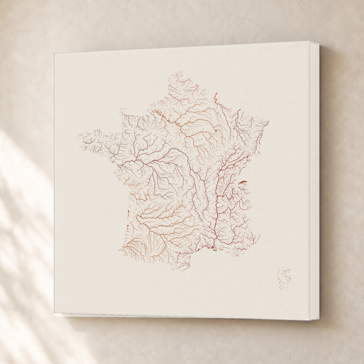 Beautiful Rivers — França — Terracota e areia, Canvas · 30 × 30 cm, Sem margem