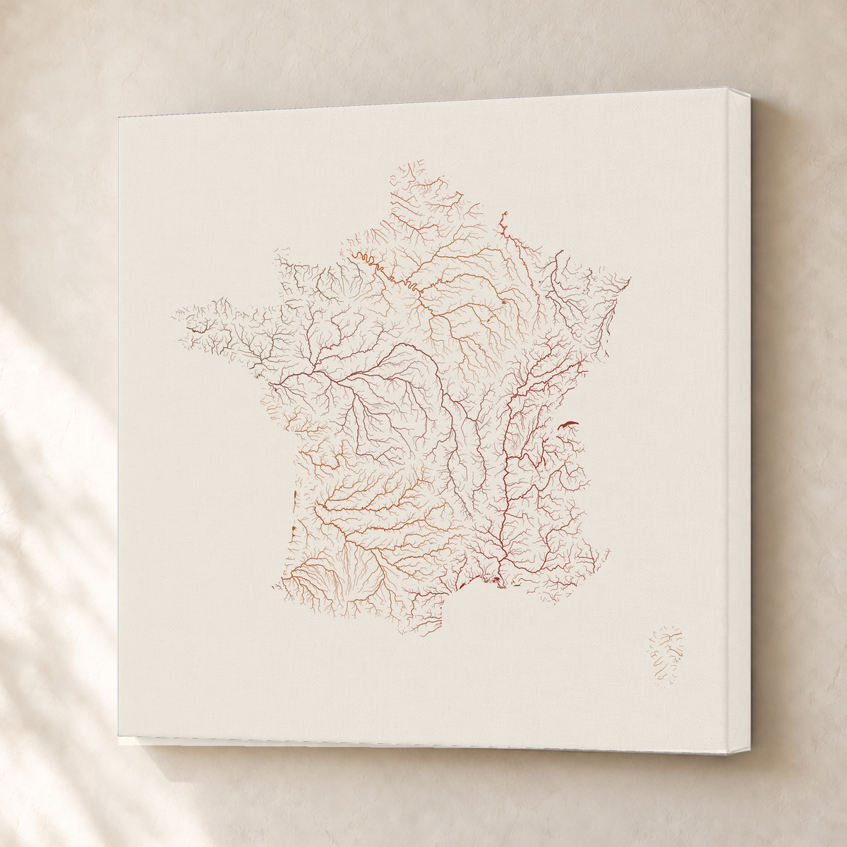Beautiful Rivers — França — Terracota e areia, Canvas · 50 × 50 cm, Sem margem
