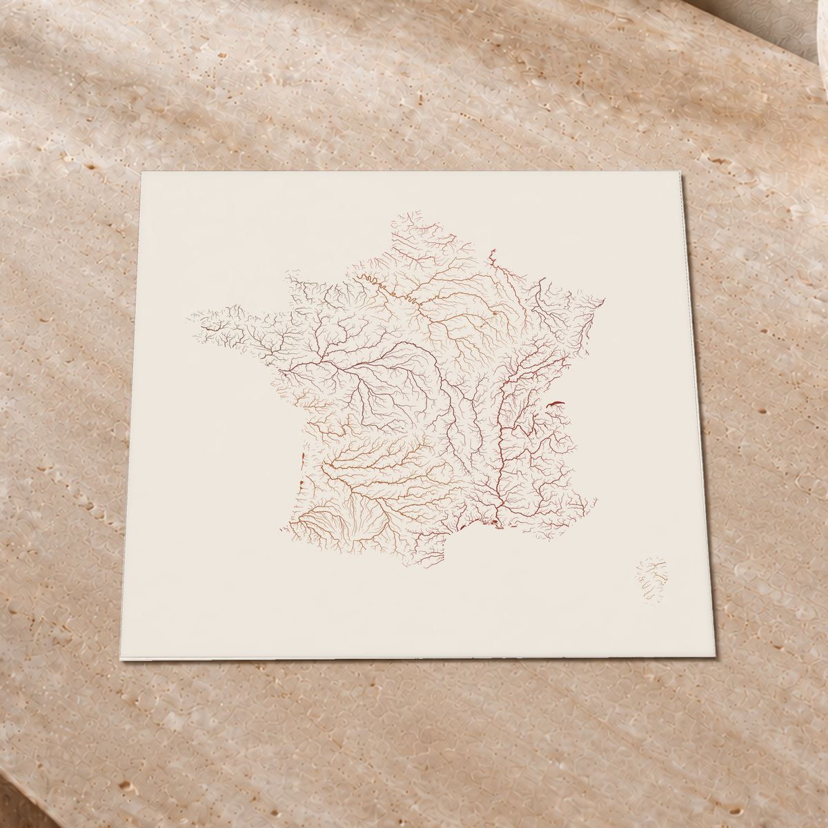 Beautiful Rivers — França — Terracota e areia, Impressão fine art · 30 × 30 cm, Sem margem