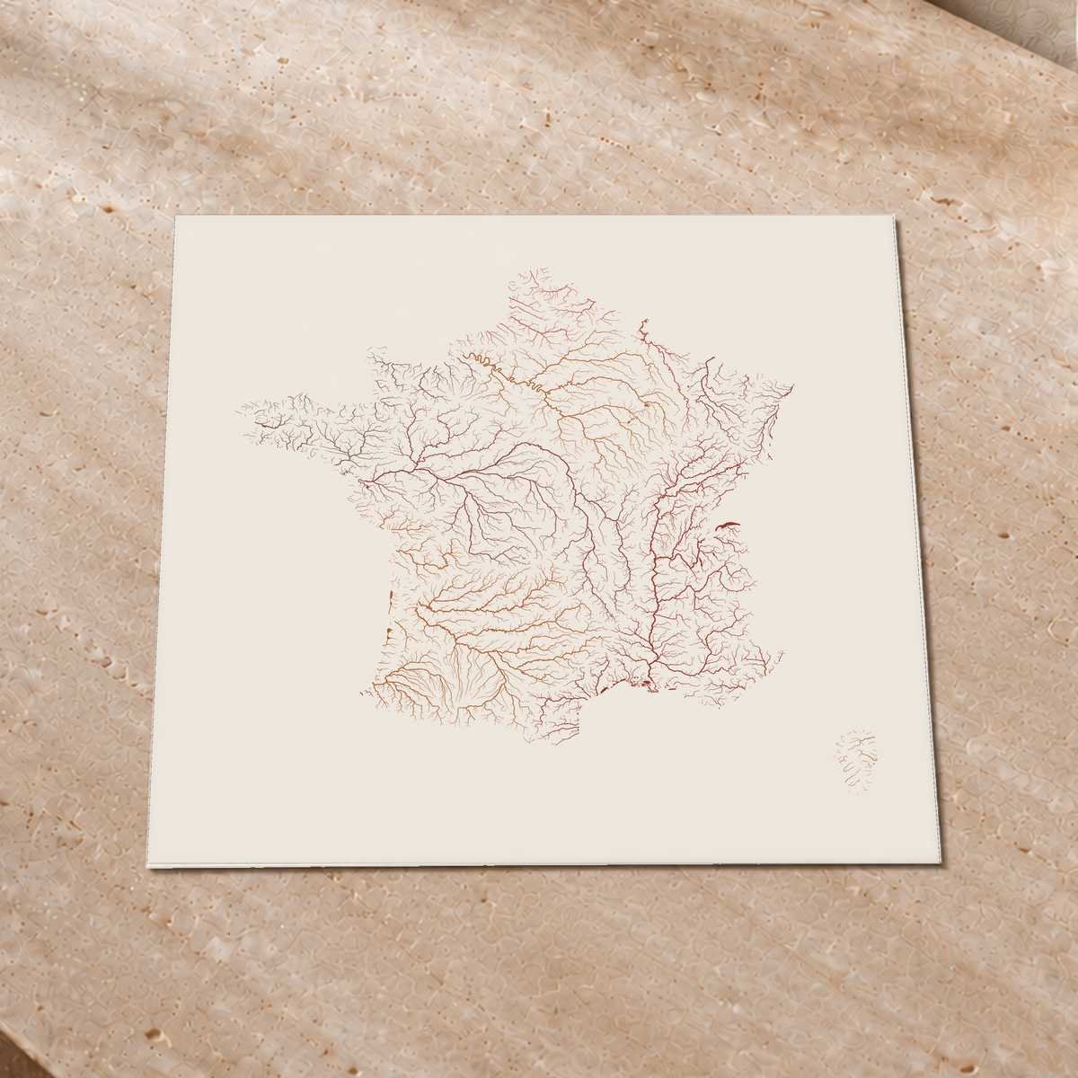 Beautiful Rivers — França — Terracota e areia, Impressão fine art · 50 × 50 cm, Sem margem