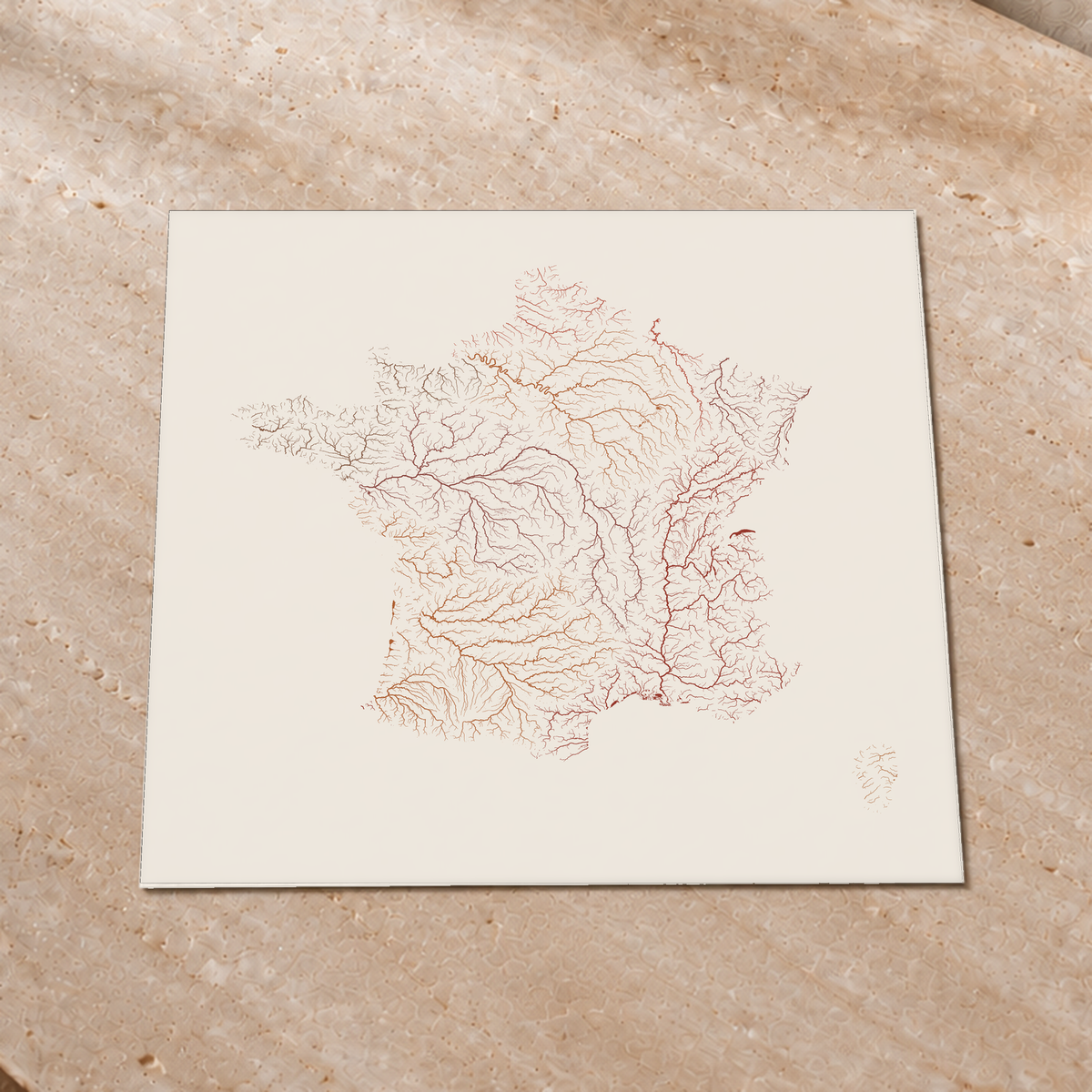 Beautiful Rivers — França — Terracota e areia, Impressão fine art · 76 × 76 cm, Sem margem