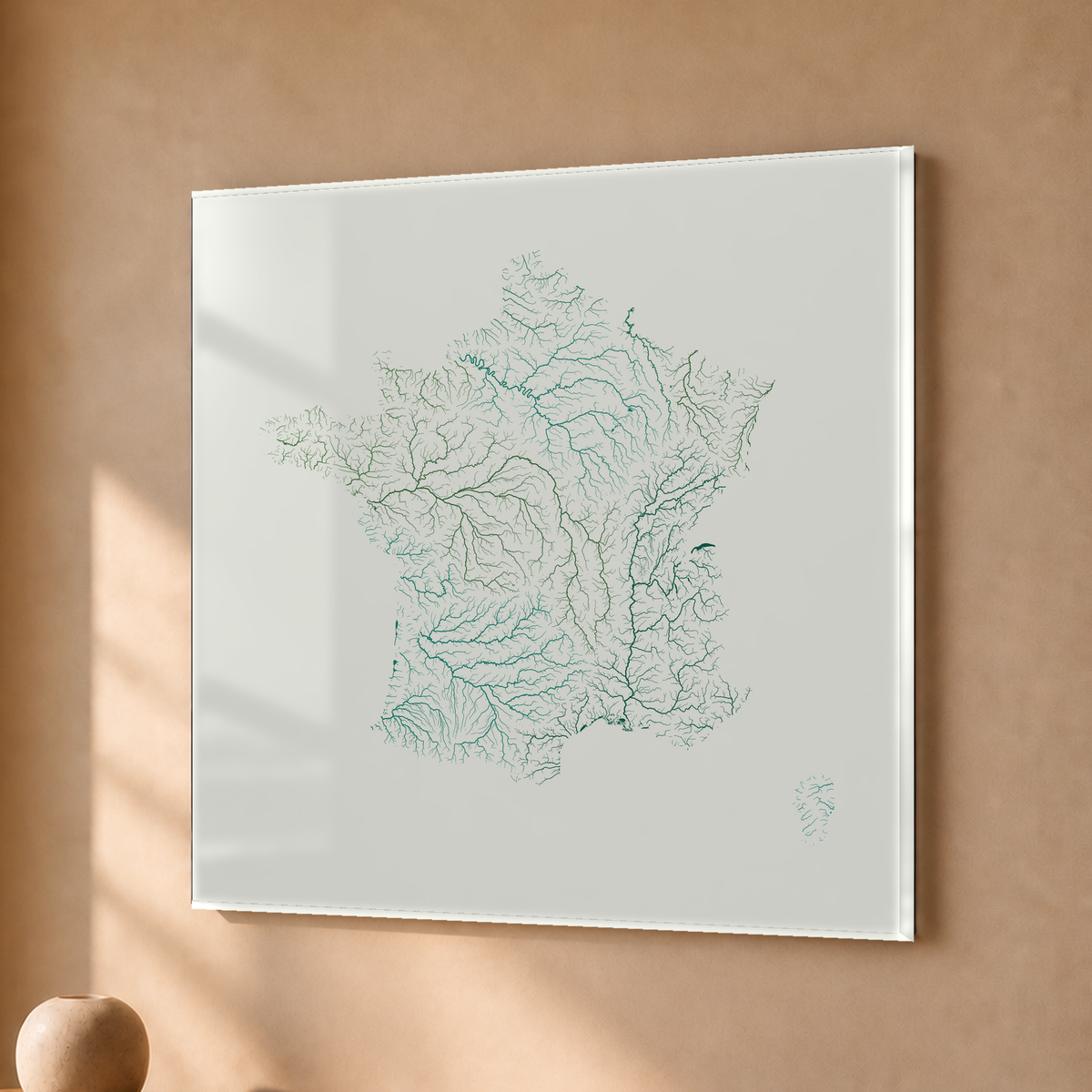 Beautiful Rivers — França — Verde jade e porcelana, Acrílico · 30 × 30 cm, Sem margem
