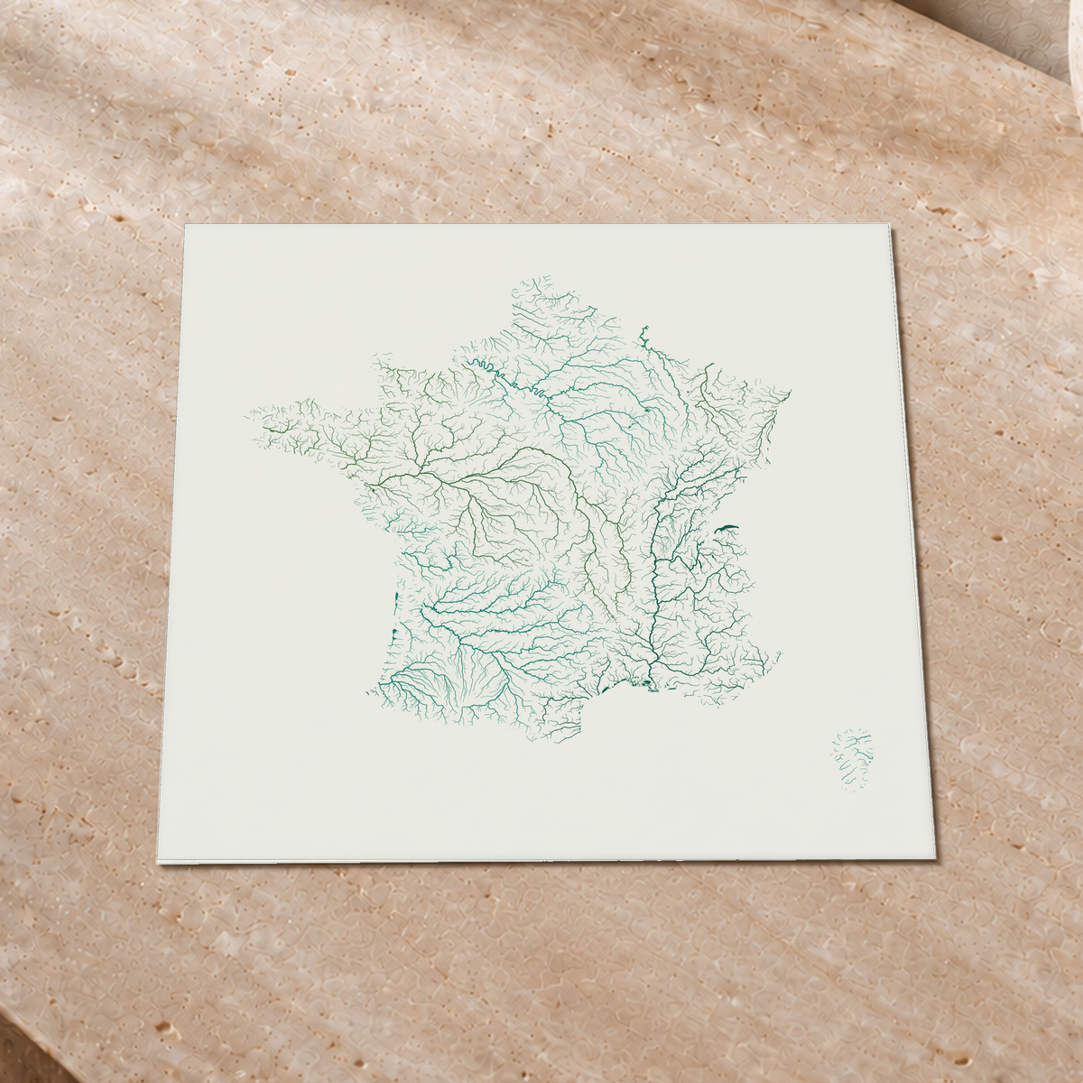 Beautiful Rivers — França — Verde jade e porcelana, Impressão fine art · 30 × 30 cm, Sem margem