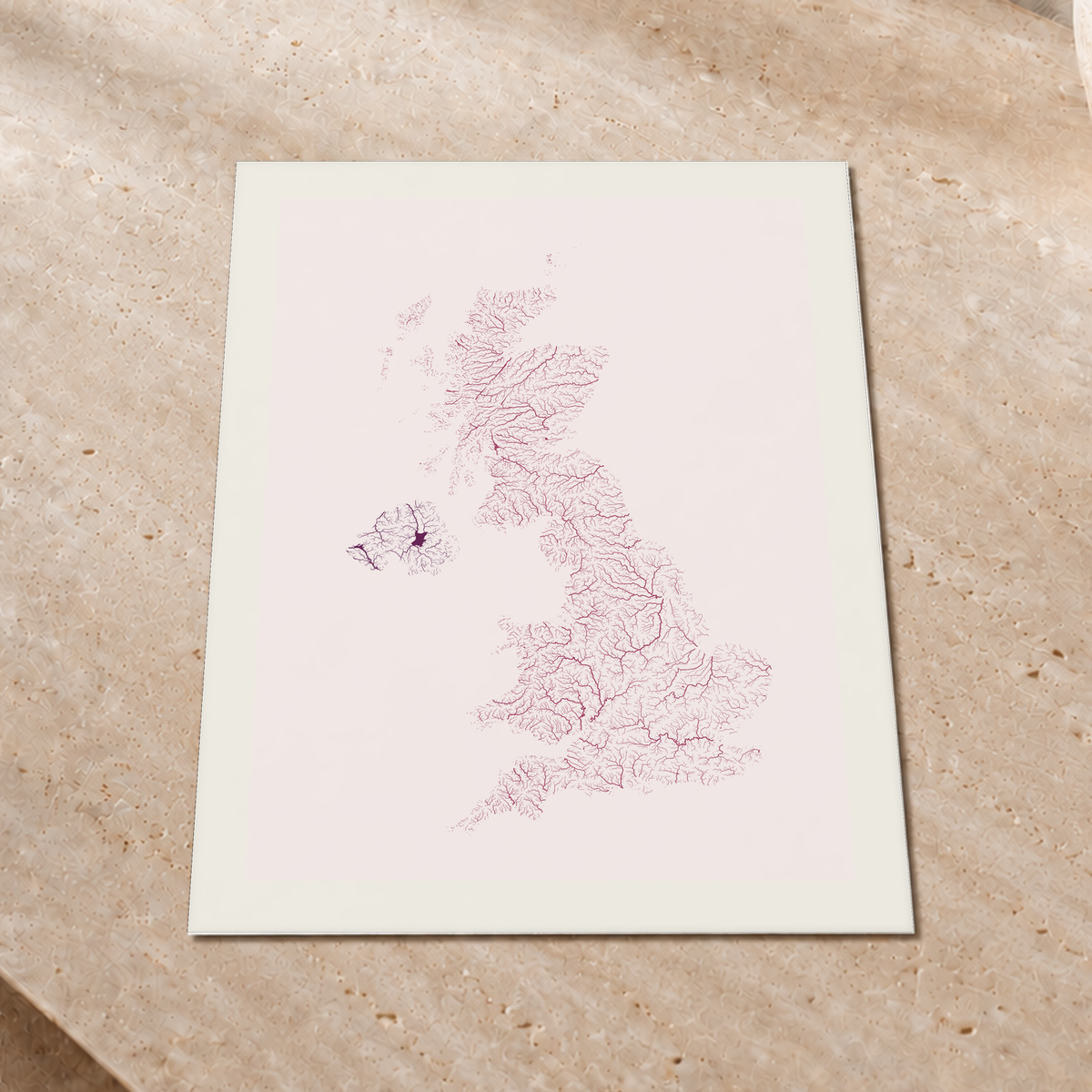 Beautiful Rivers — Reino Unido — Ameixa e rosé, Impressão fine art · 45 × 60 cm, Margem branca