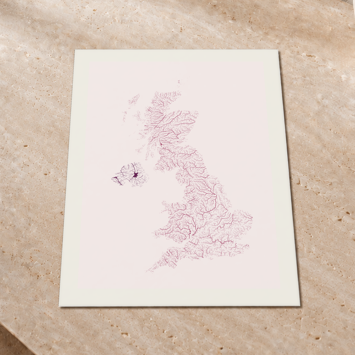 Beautiful Rivers — Reino Unido — Ameixa e rosé, Impressão fine art · 60 × 80 cm, Margem branca
