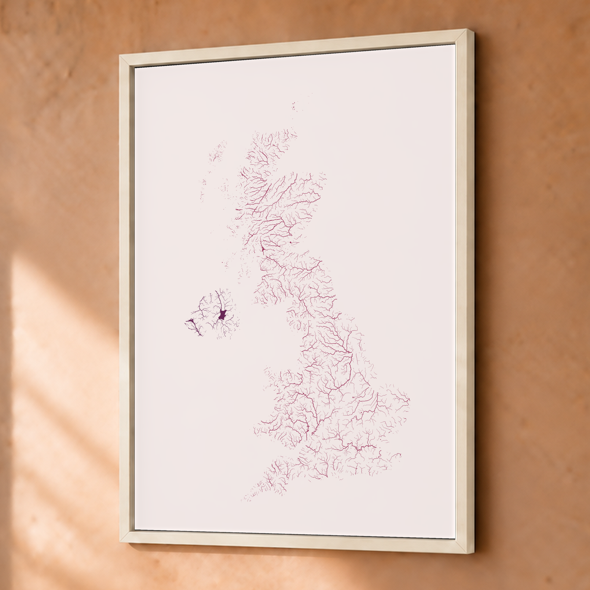 Beautiful Rivers — Reino Unido — Ameixa e rosé, Fine art emoldurado · 30 × 40 cm, Branco · Sem margem