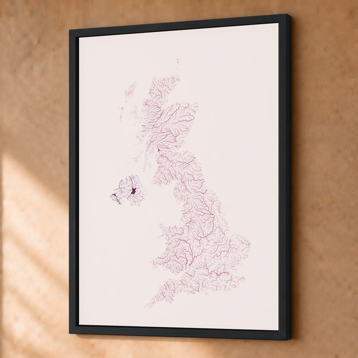 Beautiful Rivers — Reino Unido — Ameixa e rosé, Fine art emoldurado · 45 × 60 cm, Preto · Sem margem
