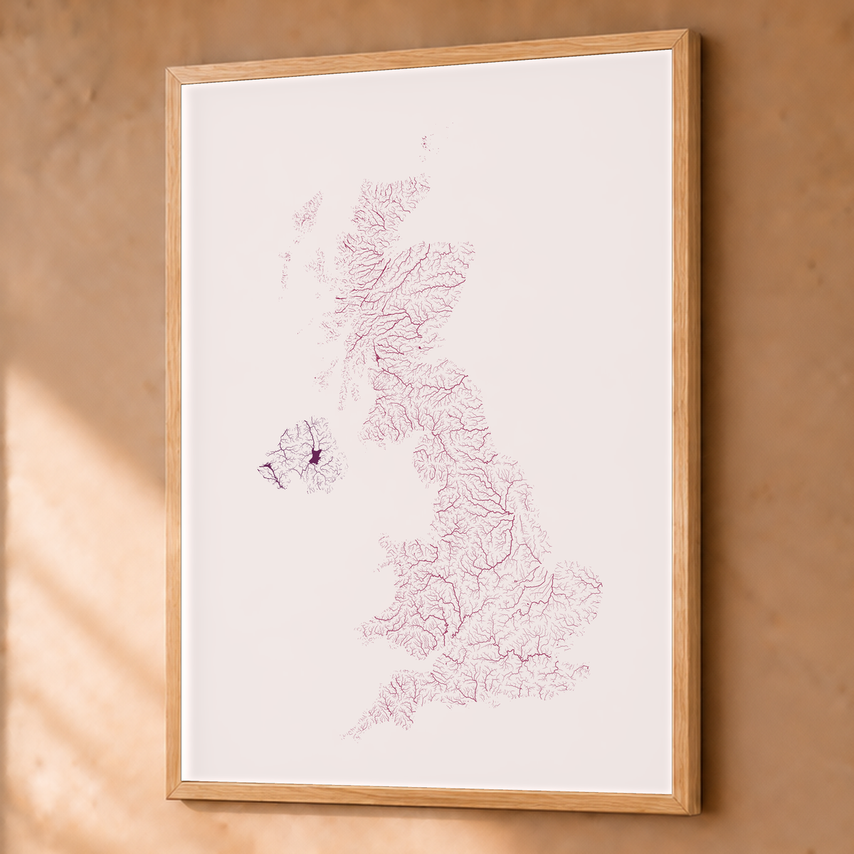 Beautiful Rivers — Reino Unido — Ameixa e rosé, Fine art emoldurado · 60 × 80 cm, Natural · Sem margem