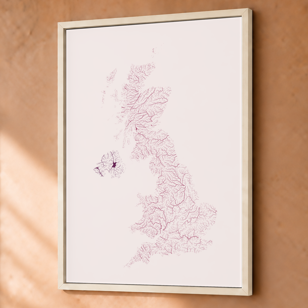Beautiful Rivers — Reino Unido — Ameixa e rosé, Fine art emoldurado · 60 × 80 cm, Branco · Sem margem