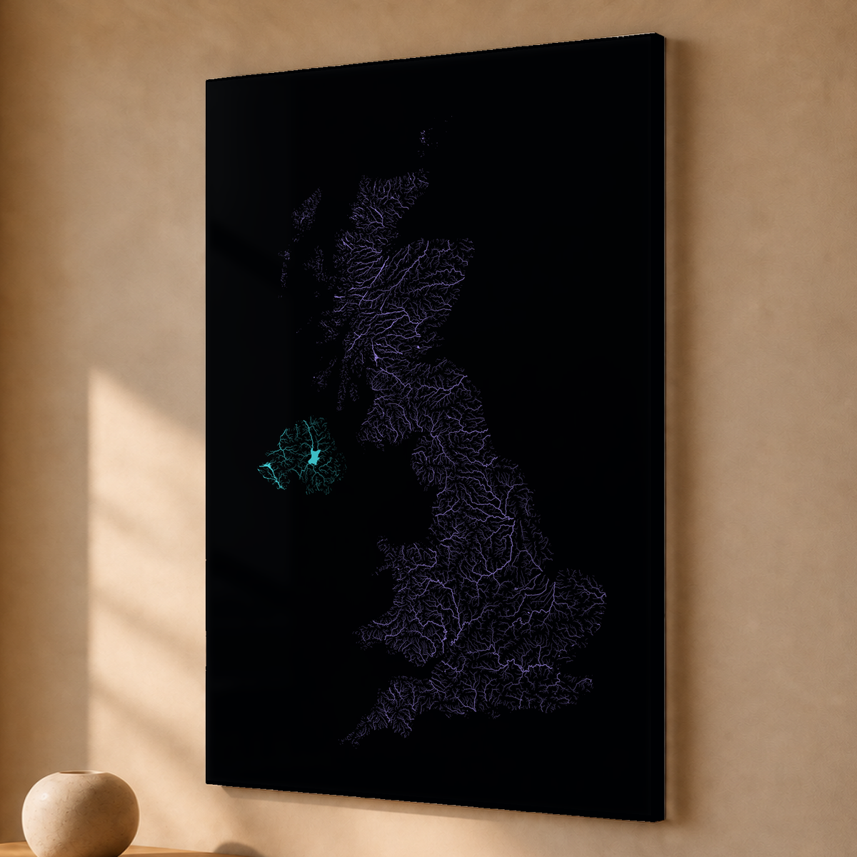 Beautiful Rivers — Reino Unido — Neon hidrográfico, Acrílico · 40 × 60 cm, Sem margem