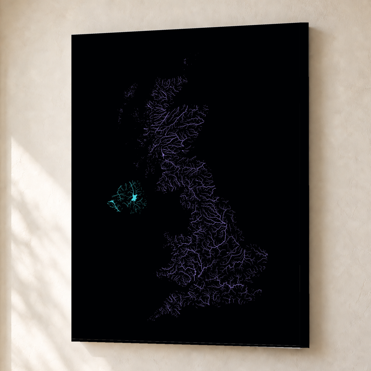 Beautiful Rivers — Reino Unido — Neon hidrográfico, Canvas · 30 × 40 cm, Sem margem
