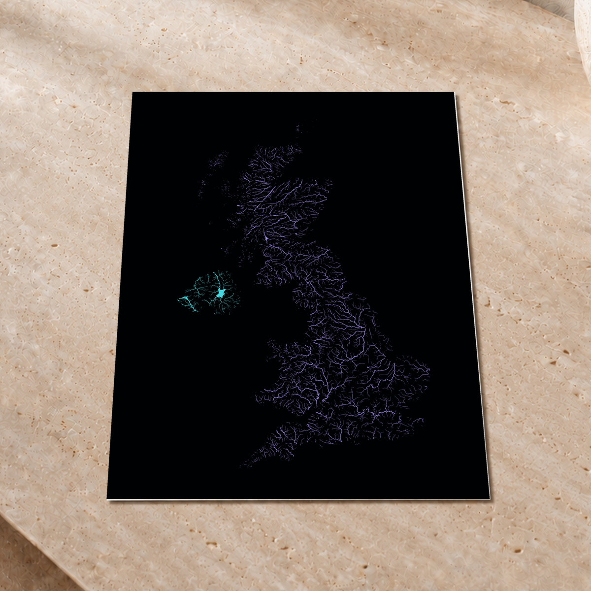 Beautiful Rivers — Reino Unido — Neon hidrográfico, Impressão fine art · 30 × 40 cm, Sem margem