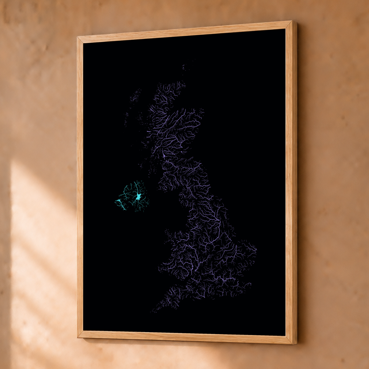 Beautiful Rivers — Reino Unido — Neon hidrográfico, Fine art emoldurado · 30 × 40 cm, Natural · Sem margem