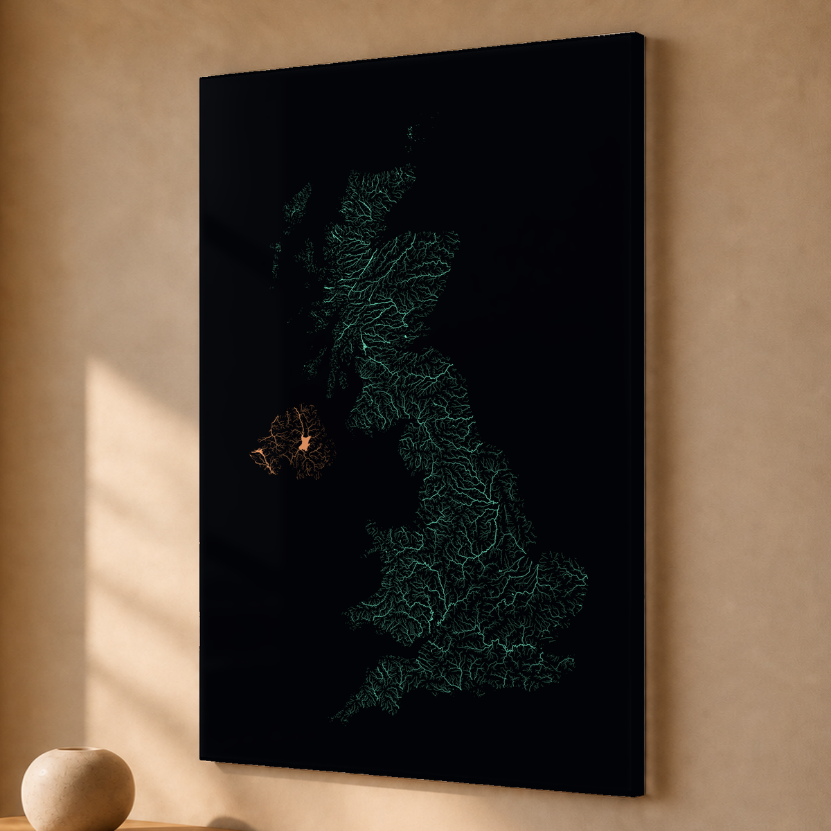 Beautiful Rivers — Reino Unido — Neon por território, Acrílico · 40 × 60 cm, Sem margem