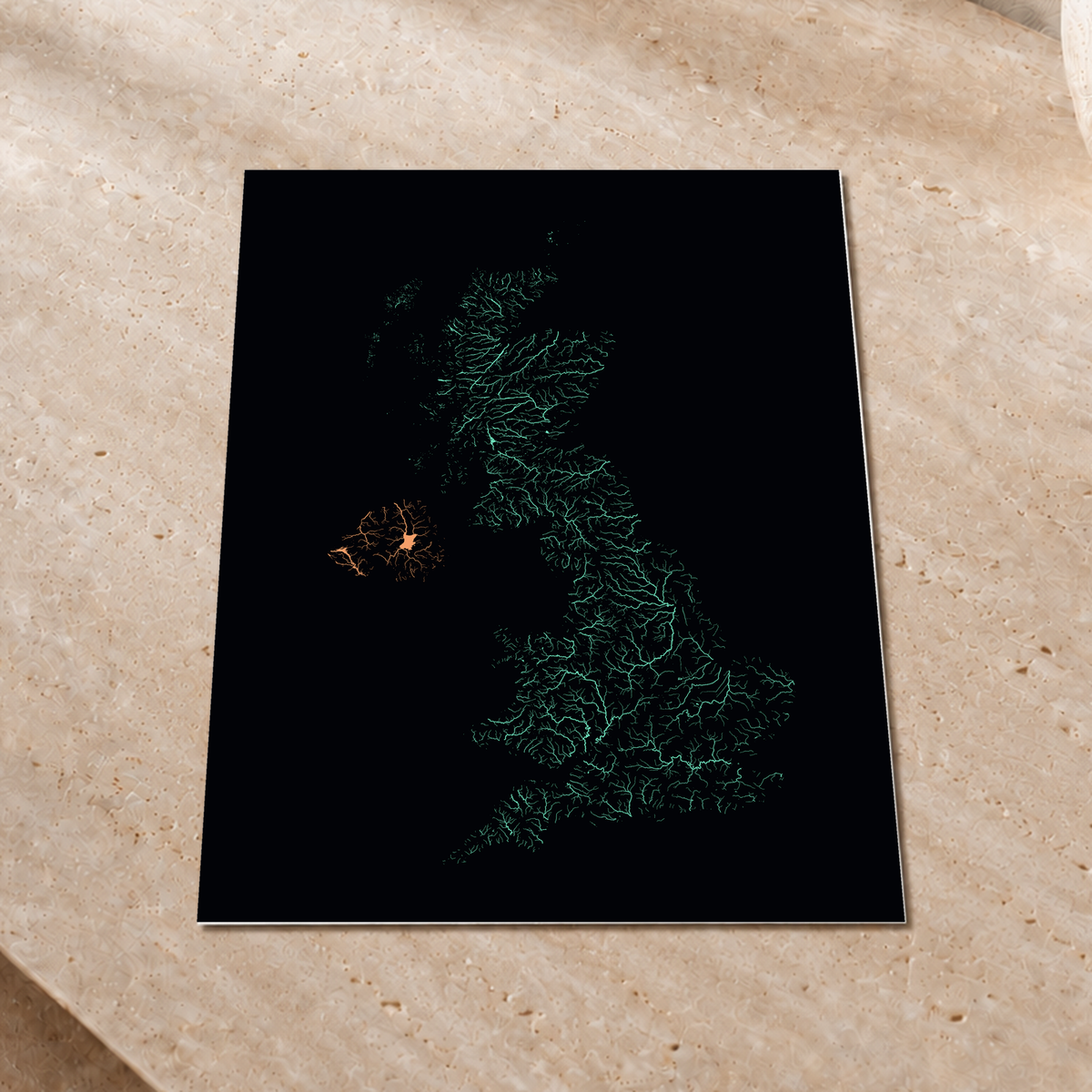 Beautiful Rivers — Reino Unido — Neon por território, Impressão fine art · 30 × 40 cm, Sem margem