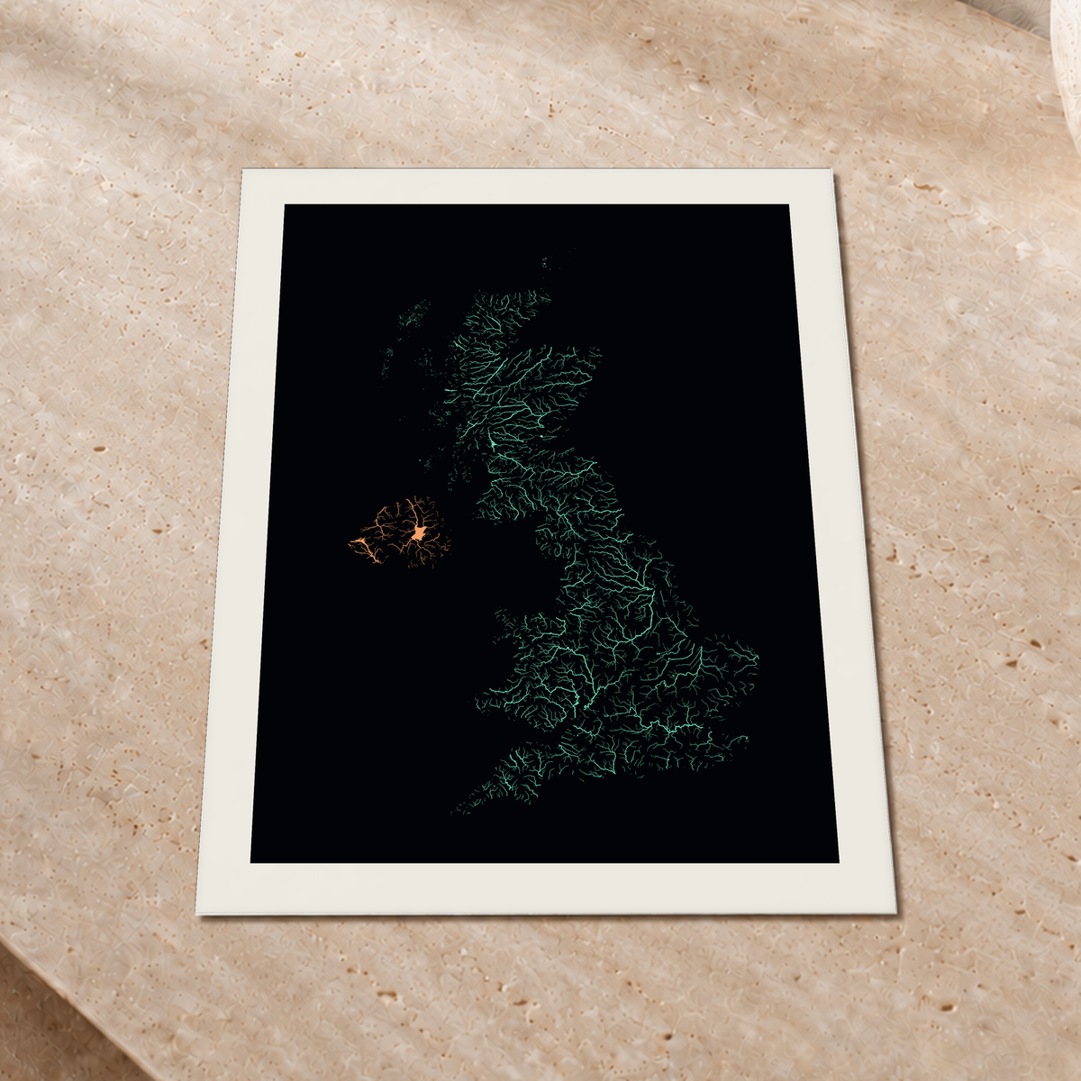Beautiful Rivers — Reino Unido — Neon por território, Impressão fine art · 30 × 40 cm, Margem branca
