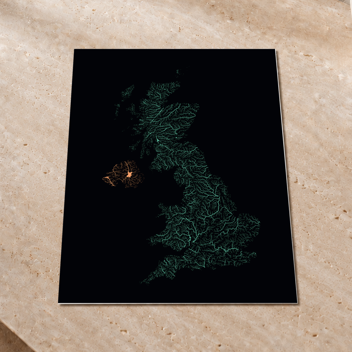 Beautiful Rivers — Reino Unido — Neon por território, Impressão fine art · 60 × 80 cm, Sem margem