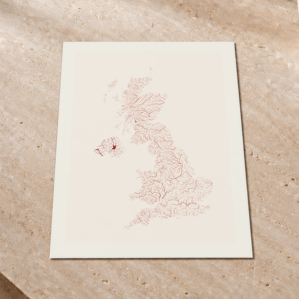 Beautiful Rivers — Reino Unido — Terracota e areia, Impressão fine art · 60 × 80 cm, Margem branca