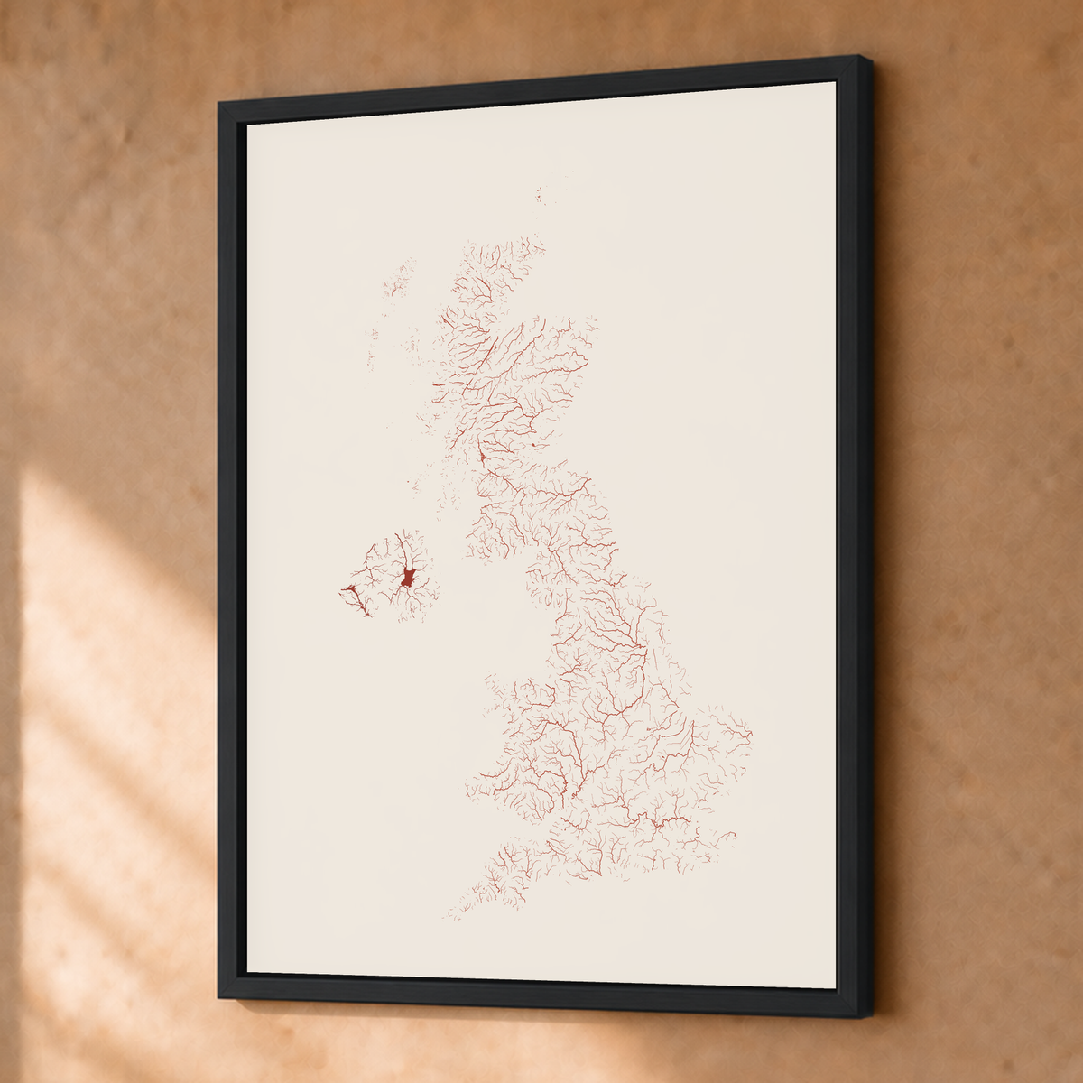 Beautiful Rivers — Reino Unido — Terracota e areia, Fine art emoldurado · 30 × 40 cm, Preto · Sem margem