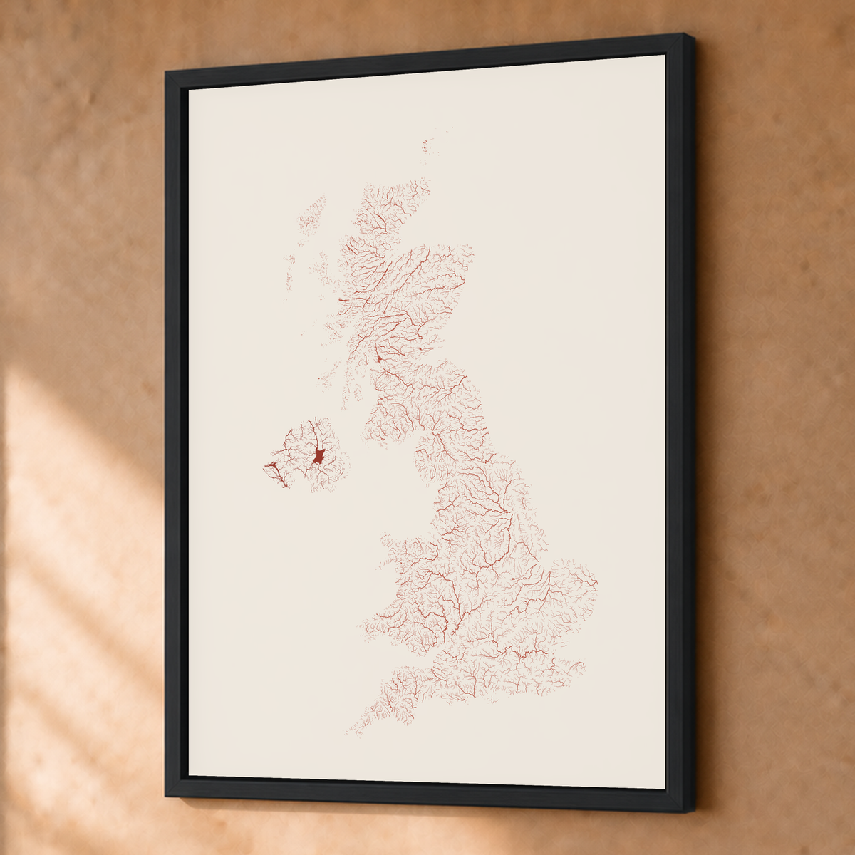 Beautiful Rivers — Reino Unido — Terracota e areia, Fine art emoldurado · 45 × 60 cm, Preto · Sem margem