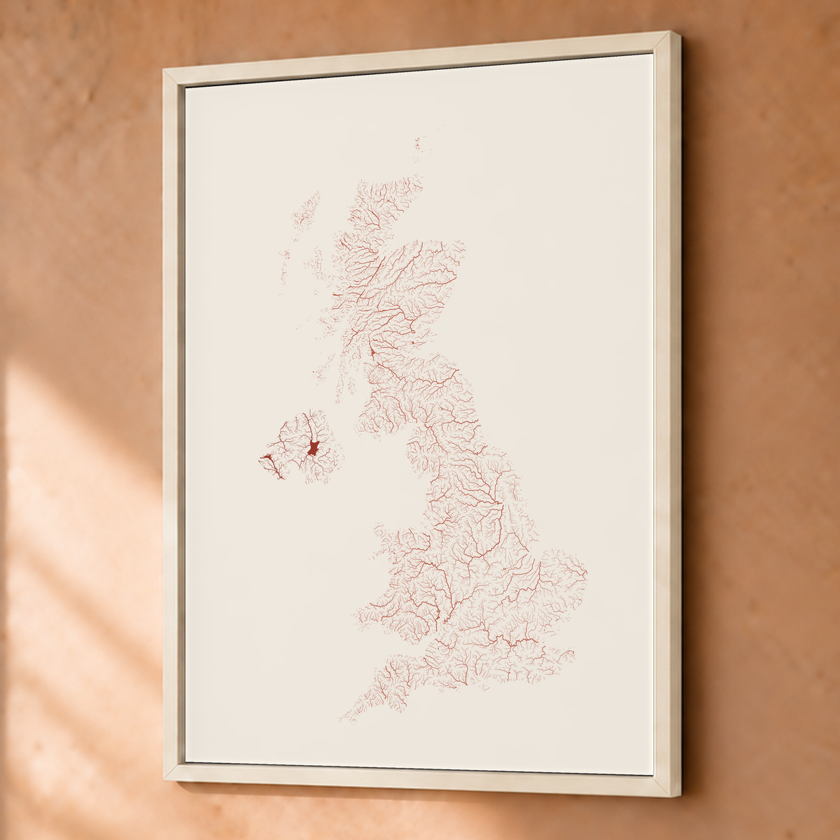 Beautiful Rivers — Reino Unido — Terracota e areia, Fine art emoldurado · 45 × 60 cm, Branco · Sem margem