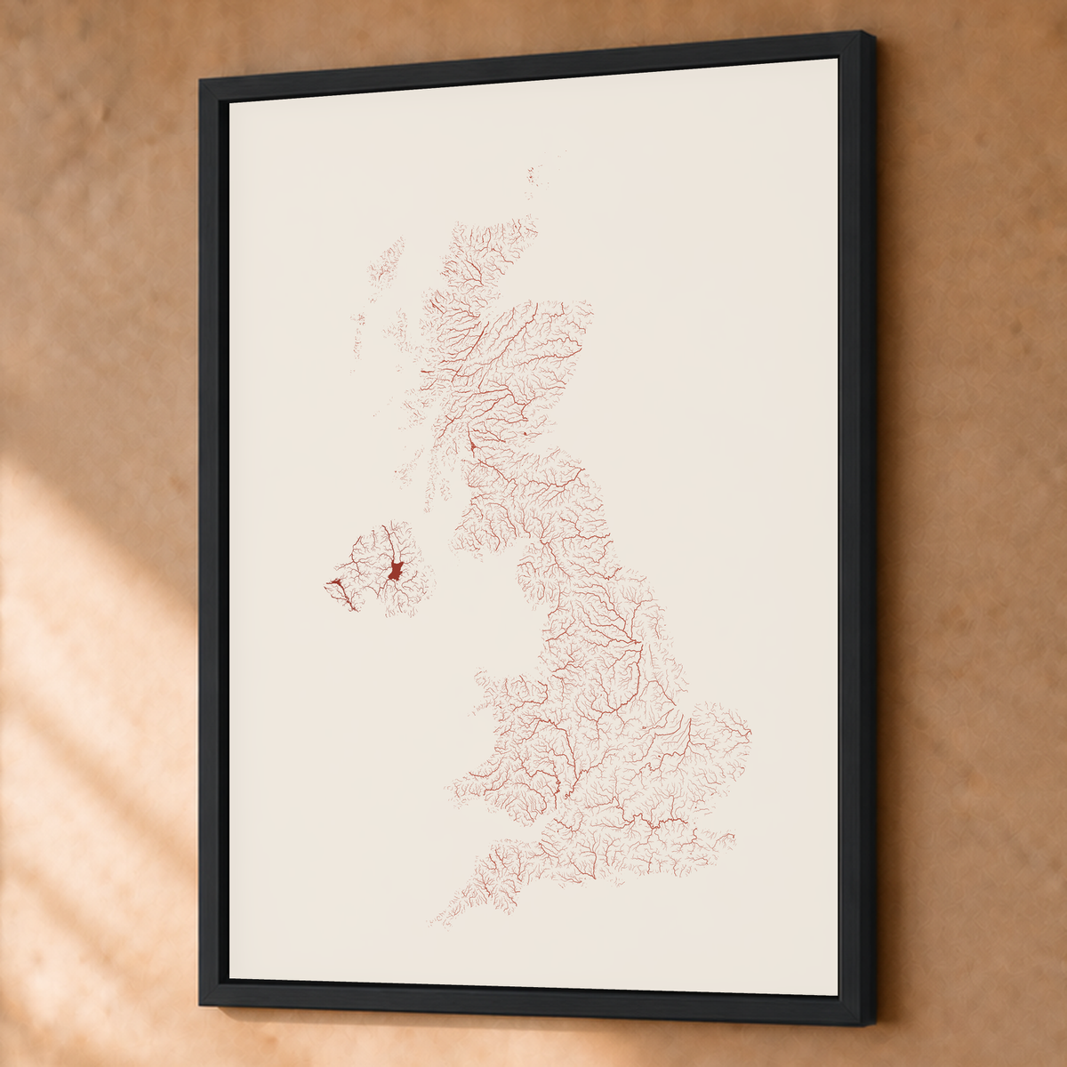 Beautiful Rivers — Reino Unido — Terracota e areia, Fine art emoldurado · 60 × 80 cm, Preto · Sem margem