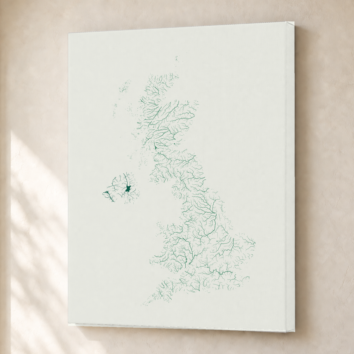 Beautiful Rivers — Reino Unido — Verde jade e porcelana, Canvas · 30 × 40 cm, Sem margem