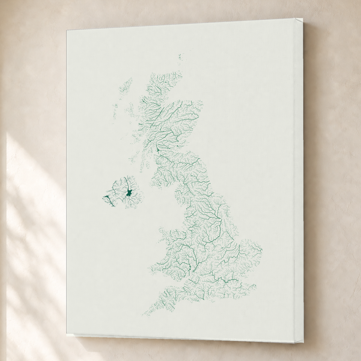 Beautiful Rivers — Reino Unido — Verde jade e porcelana, Canvas · 45 × 60 cm, Sem margem