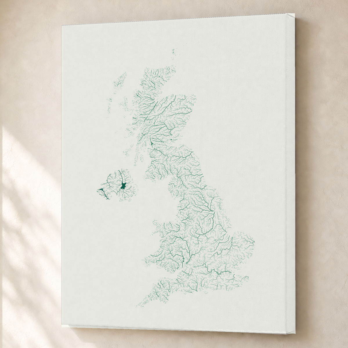 Beautiful Rivers — Reino Unido — Verde jade e porcelana, Canvas · 60 × 80 cm, Sem margem