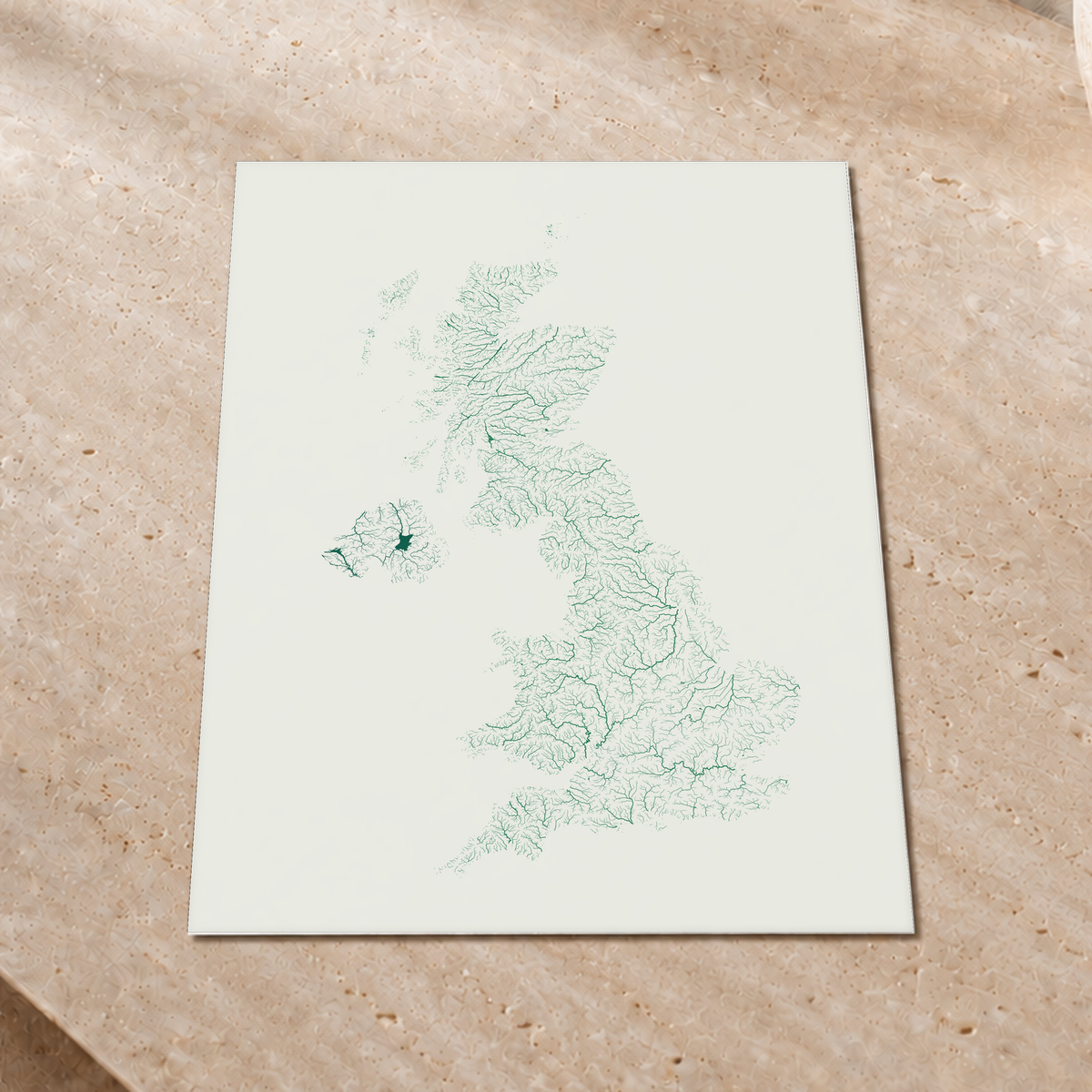 Beautiful Rivers — Reino Unido — Verde jade e porcelana, Impressão fine art · 45 × 60 cm, Sem margem