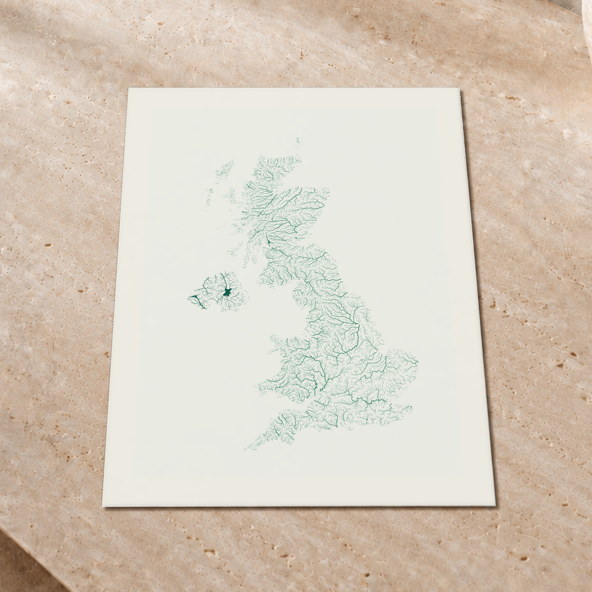 Beautiful Rivers — Reino Unido — Verde jade e porcelana, Impressão fine art · 45 × 60 cm, Margem branca