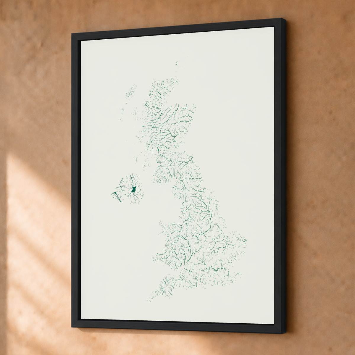 Beautiful Rivers — Reino Unido — Verde jade e porcelana, Fine art emoldurado · 30 × 40 cm, Preto · Sem margem