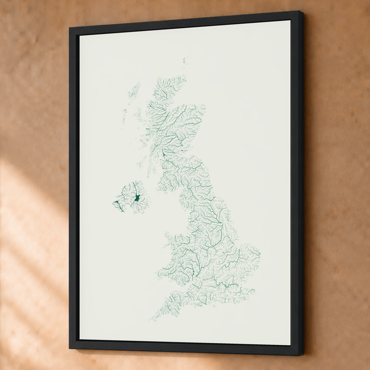 Beautiful Rivers — Reino Unido — Verde jade e porcelana, Fine art emoldurado · 60 × 80 cm, Preto · Sem margem