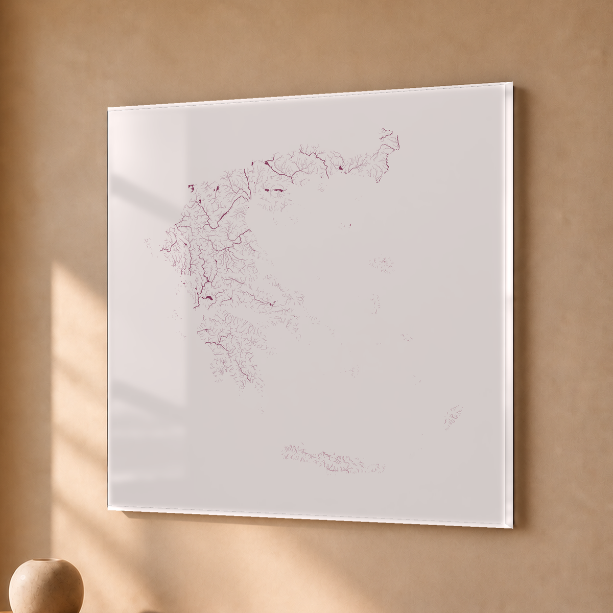 Beautiful Rivers — Grécia — Ameixa e rosé, Acrílico · 30 × 30 cm, Sem margem