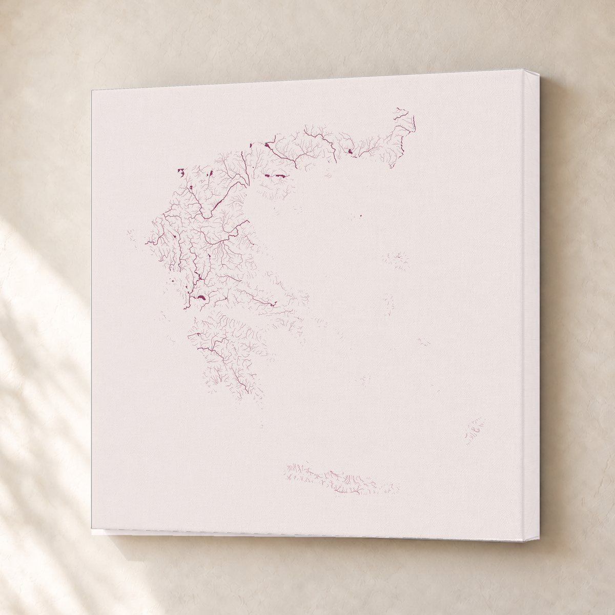 Beautiful Rivers — Grécia — Ameixa e rosé, Canvas · 30 × 30 cm, Sem margem