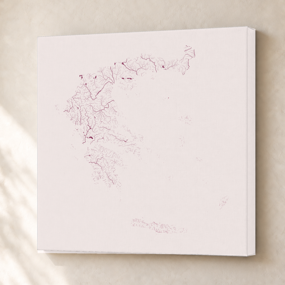 Beautiful Rivers — Grécia — Ameixa e rosé, Canvas · 76 × 76 cm, Sem margem