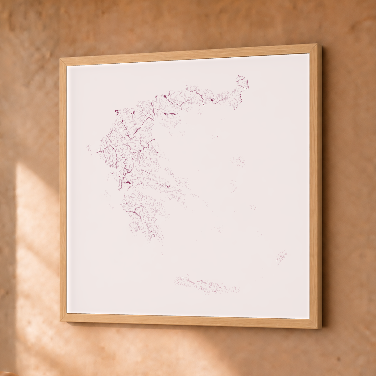 Beautiful Rivers — Grécia — Ameixa e rosé, Fine art emoldurado · 30 × 30 cm, Natural · Sem margem