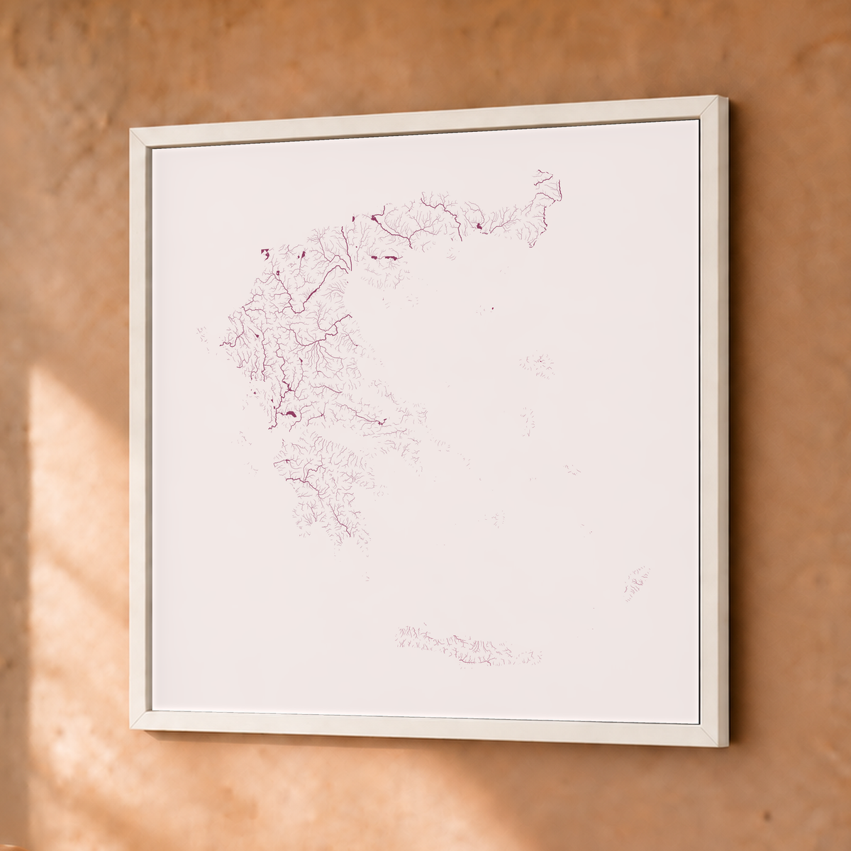 Beautiful Rivers — Grécia — Ameixa e rosé, Fine art emoldurado · 30 × 30 cm, Branco · Sem margem