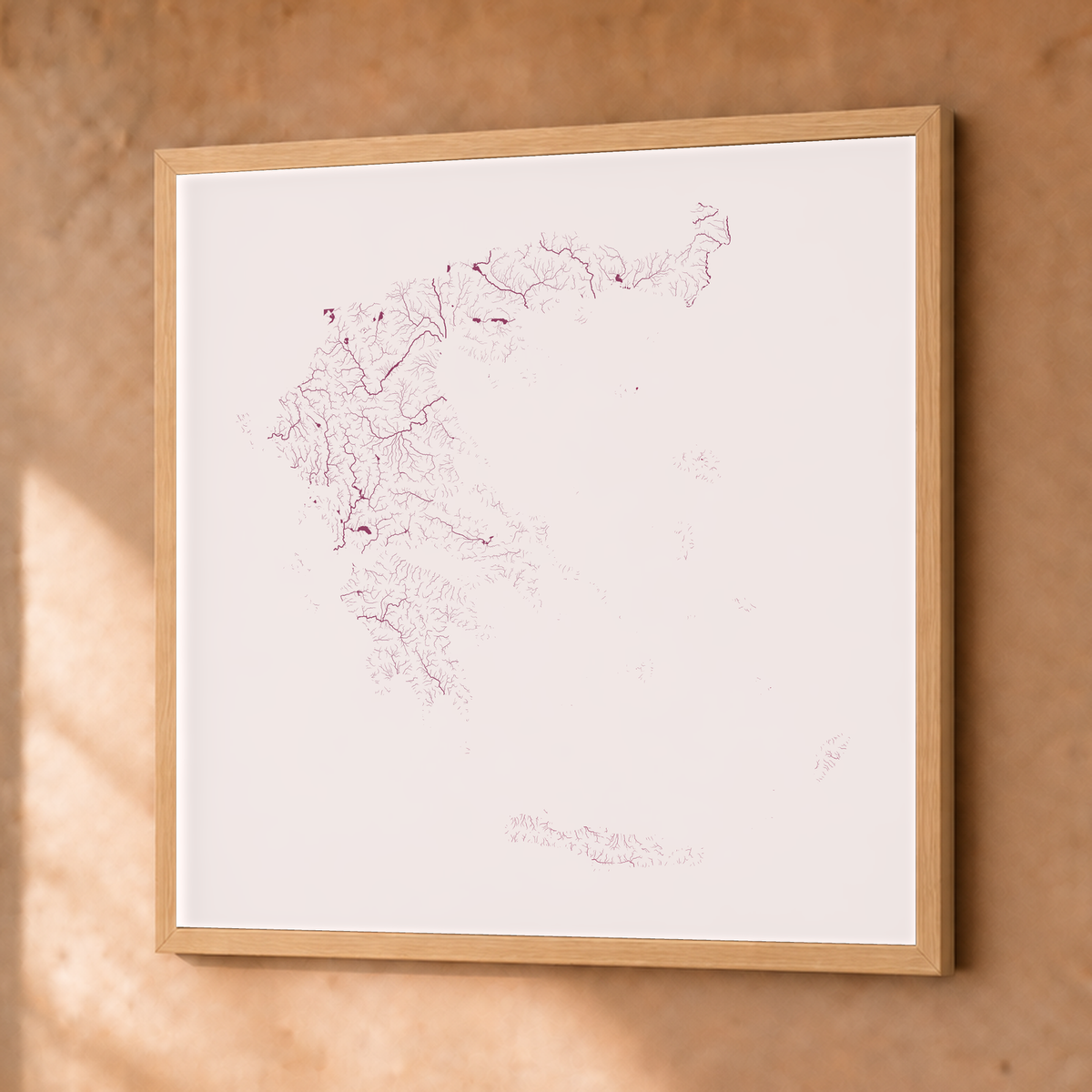 Beautiful Rivers — Grécia — Ameixa e rosé, Fine art emoldurado · 76 × 76 cm, Natural · Sem margem