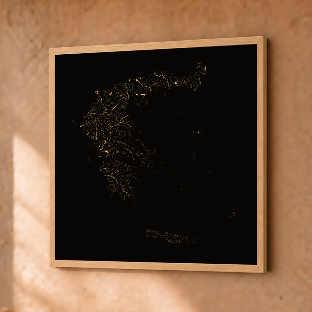 Beautiful Rivers — Grécia — Cobre, Fine art emoldurado · 30 × 30 cm, Natural · Sem margem