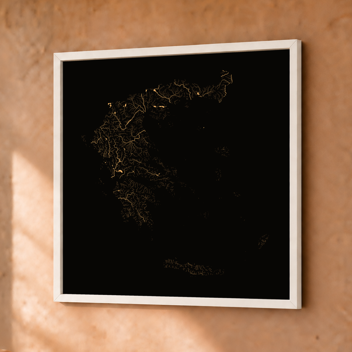 Beautiful Rivers — Grécia — Cobre, Fine art emoldurado · 30 × 30 cm, Branco · Sem margem