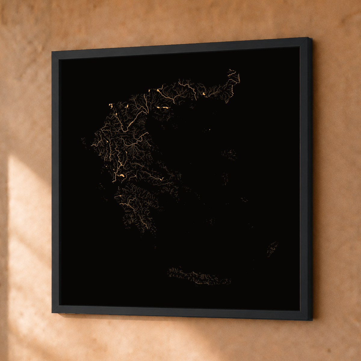 Beautiful Rivers — Grécia — Cobre, Fine art emoldurado · 50 × 50 cm, Preto · Sem margem