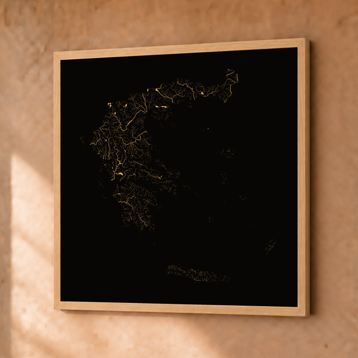 Beautiful Rivers — Grécia — Cobre, Fine art emoldurado · 50 × 50 cm, Natural · Sem margem